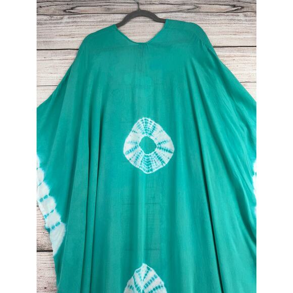 Boho Me Tie Dye Maxi Kimono Cover Up Womens 2x/3x Jade Green White NEW - Picture 4 of 11